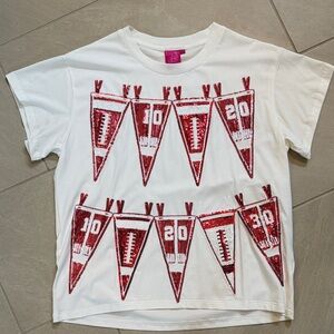 White Women’s Sequin Pennant Graphic Tee